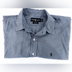 Ralph Lauren XL Blake Button Up; Navy and White